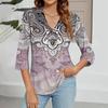 Women's V-neck Gradient Print Three-quarter Sleeve Fashion Top