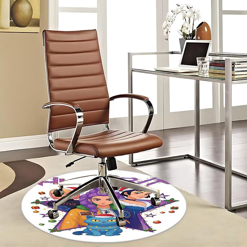 1pc Huntit Christmas Edition Round Carpet  Anime Cartoon Design, Festive Gift 80cm