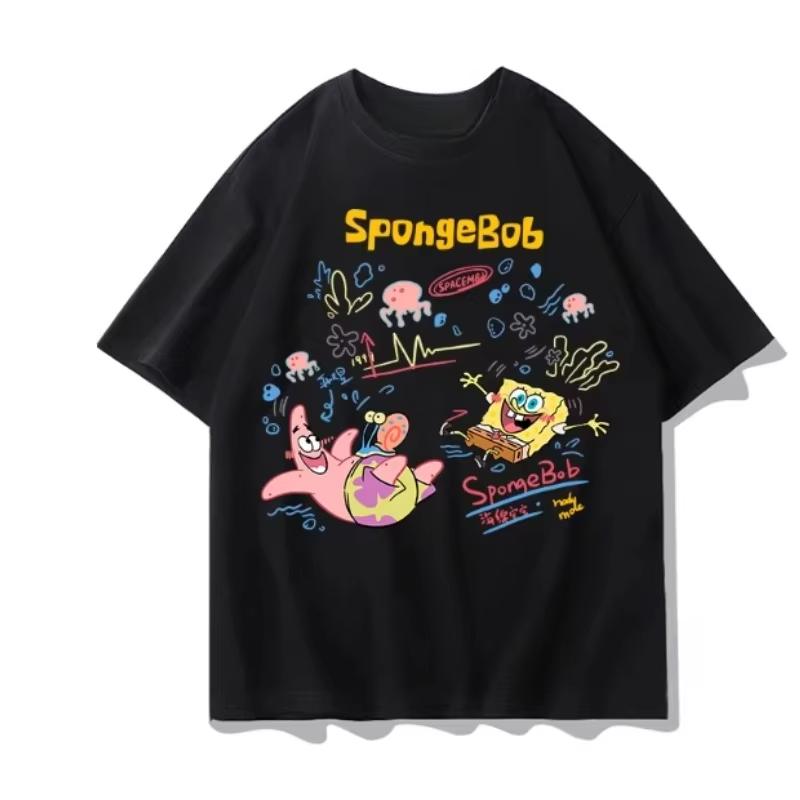 

2026 New SpongeBob SquarePants Patrick Star Unisex Fashion Casual Loose Short Sleeve TShirt Cartoon Print Streetwear Top S