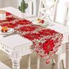M-Modern-Christmas Table Runner, Poinsettia Holly Leaf Embroidered Table Linens For Christmas Decorations