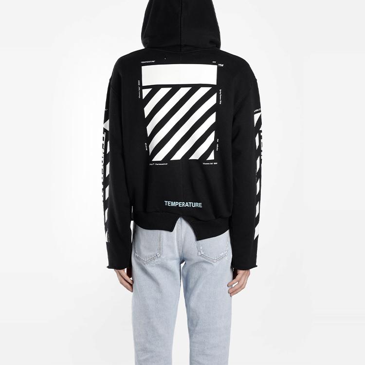 Off-White Sweatshirts Men's Black Hooded Moderate Regular OMBB031S181920231001