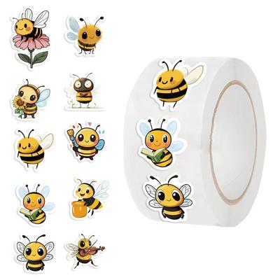 Pegatinas Decorativas de Abejas de Dibujos Animados: 500 Hojas/Rollo para Sobres y Manuales
