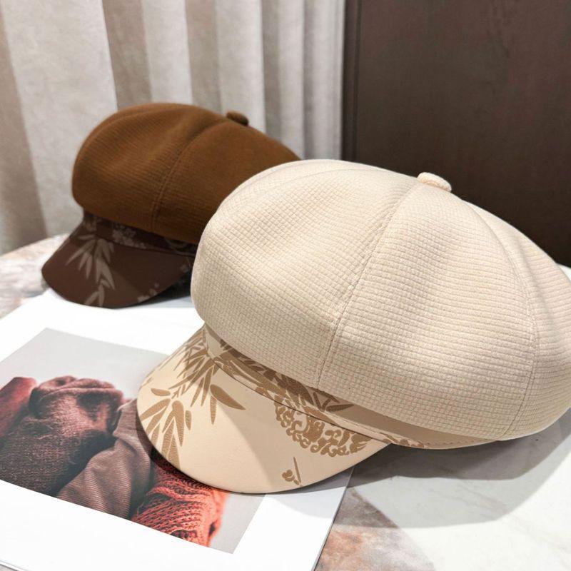 Damen Baskenmütze, Vielseitig für Herbst und Winter Malermütze Retro Achteckige Mütze