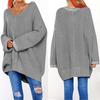 Fashion Women Casual Solid Long Sleeve Jumper V-Neck Lazy Loose Sweater Blouse