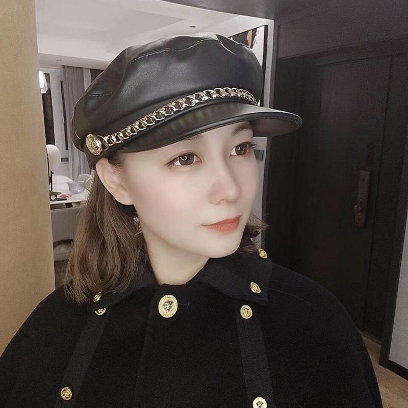 

Металлическая цепочка ретро pu кожа шляпа художника восьмиугольная шляпа осень и зима ветрозащитная маленькое лицо европейские товары интернет-знаменитости инс M（56-58cm）