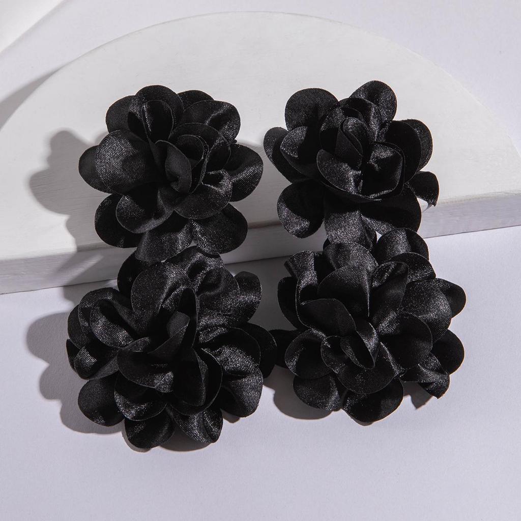 2 buc. Cercei lungi cu flori 3D simulate policrome, modă europeană, bijuterii pentru femei, fete, bijuterii proaspete cu flori mari pentru petrecere, sărbătoare