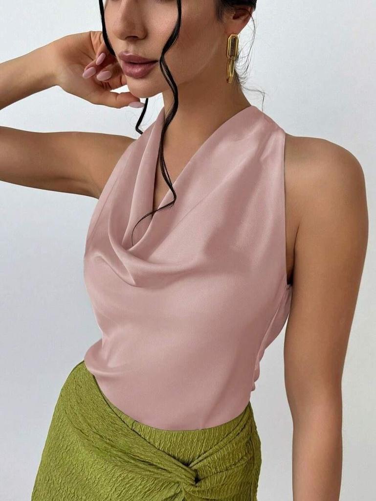 Women's Sexy Sleeveless Satin Shirt - Spring/Summer 2025 Collection