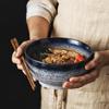 Japanese Ceramic Ramen Noodle Bowl - Large Conical Hat Design, Perfect for Instant Noodles, Soup, and Tableware.