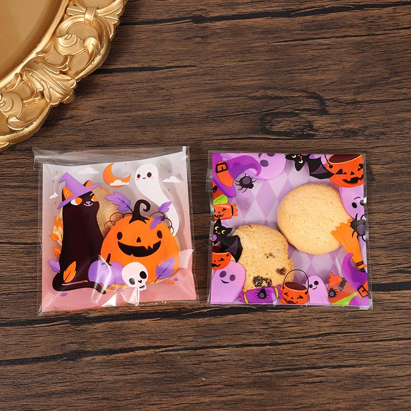 100Pcs 4-In-1 Halloween Candy Packaging Bag Ghost Festival Party Gift Self Sealing Bag Trick Or Treat Snack Food Pouch