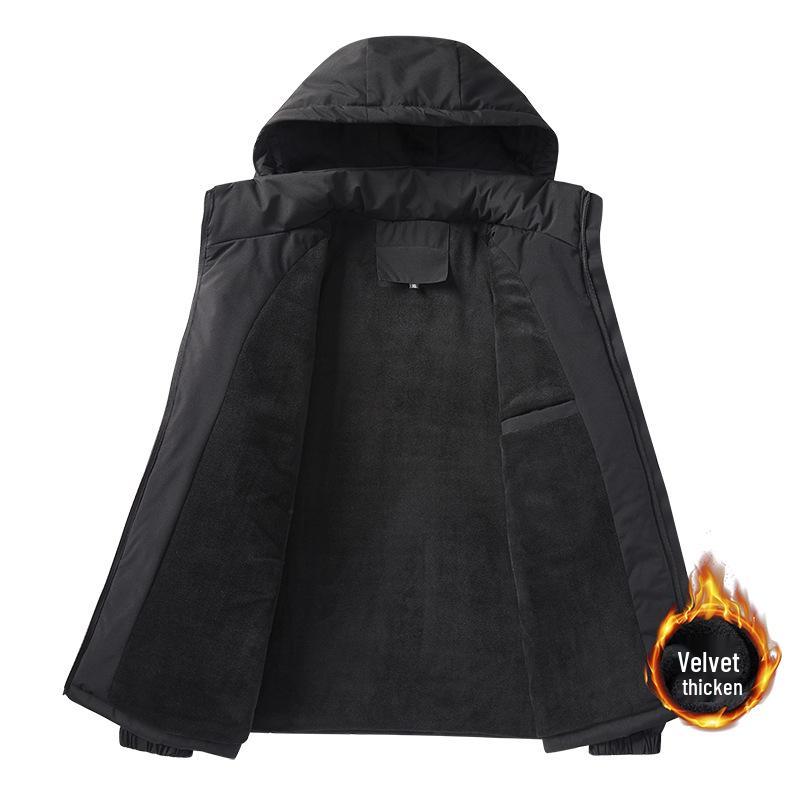 2024 Zima Nadměrná velikost Fleecem podšitý Vodotěsný Větruodolný Odnímatelná kapuce Outdoorový Bavlněný kabát