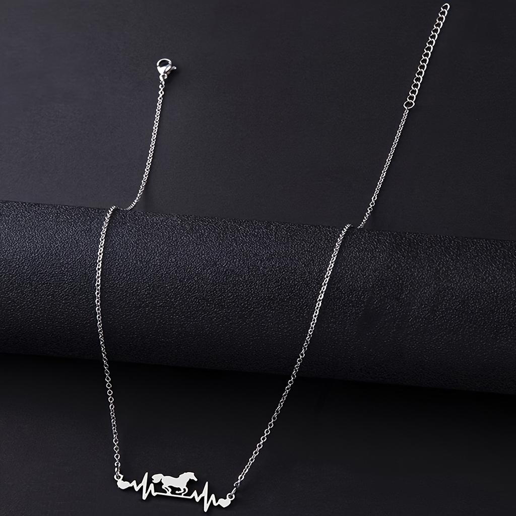 Pferd Herz Schlagen Elektrokardiogramm Halskette Dame Persönlichkeit Einfache Straße Schuss Zubehör Schmuck Geschenk