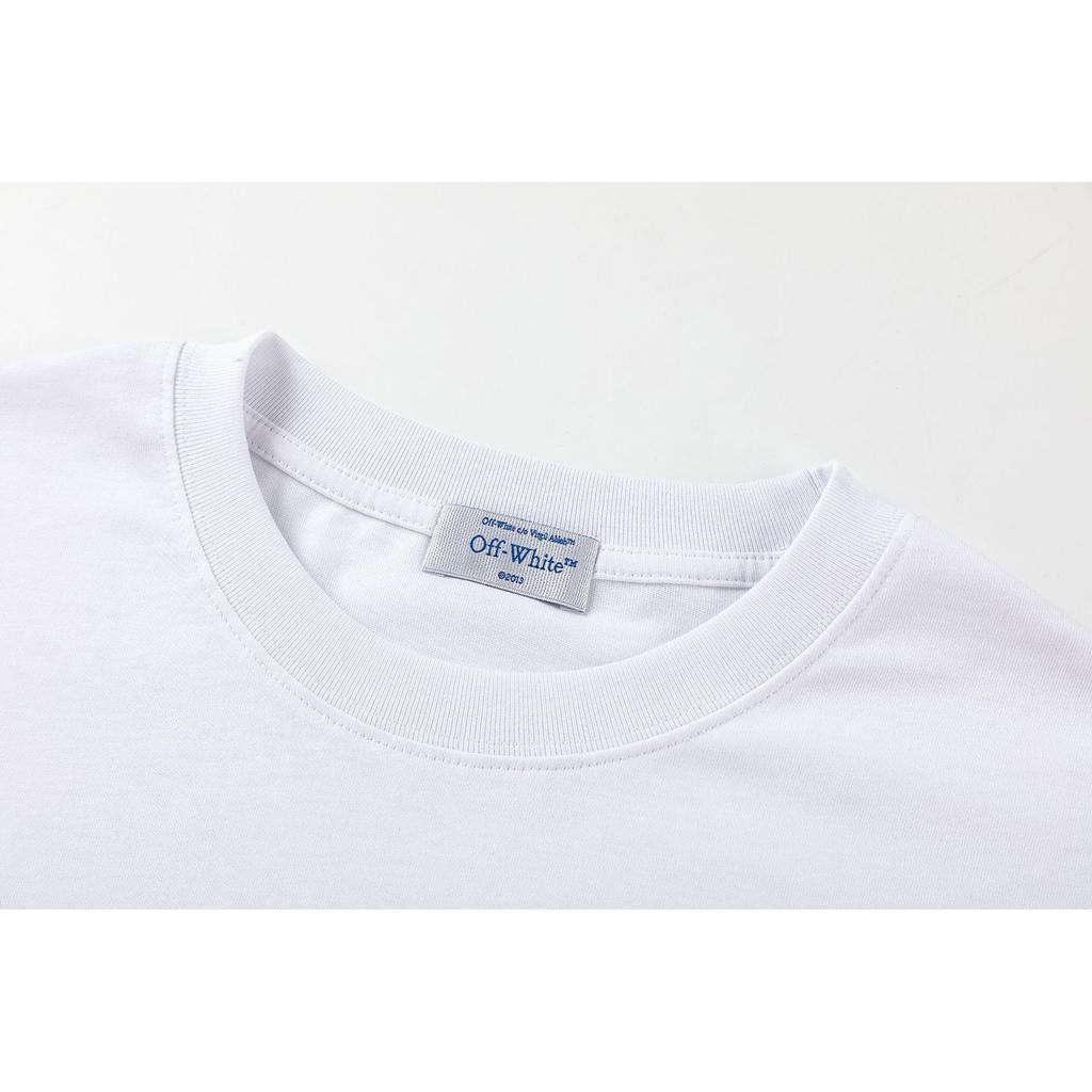 Off-White 2025 Spring/Summer New Large Letter Printed Pattern Round Neck Hooded Short Sleeved Men's and Women's T-shirts