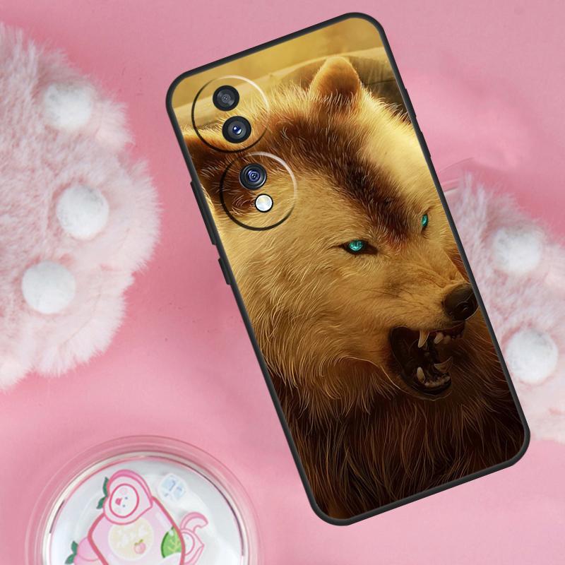 Angry Wolf Case For Honor Magic 6 5 7 Lite Honor 200 Pro 50 70 90 Lite X9b X9a X8b X8a X8 X9 X9c Cover