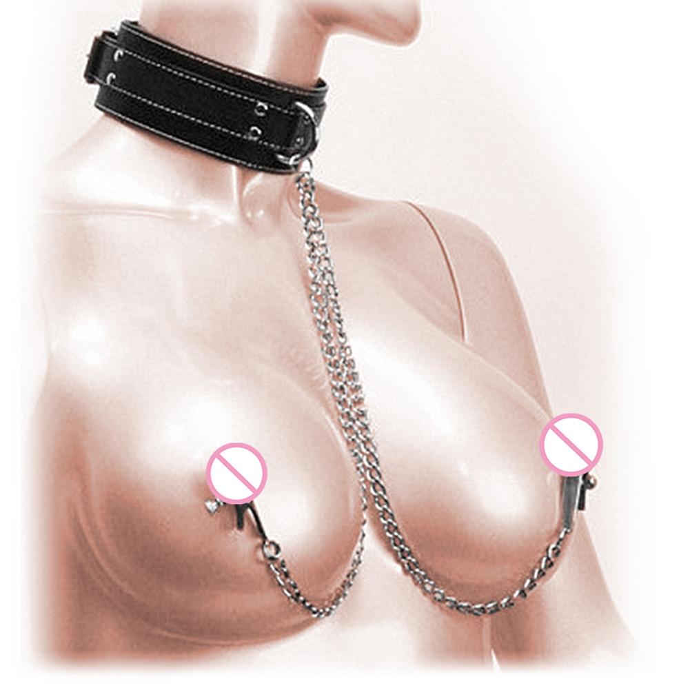 BDSM Bondage Restraint Fetish Collar Chain Collars Collocation Nipple Clamps Sex Toys for Women Adult Games Exotic Accessories