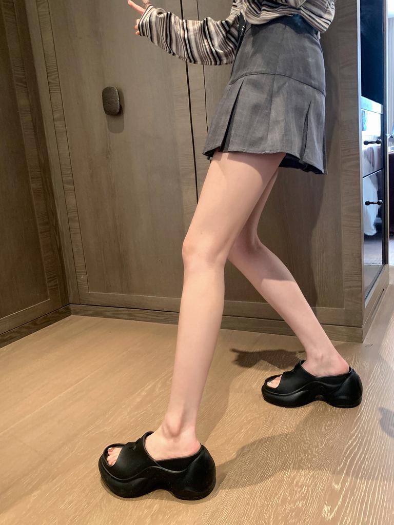 Lovanson, Fashionable, Fine Inner Height Increase, Thick-soled EVA Versatile Soft-soled Beach Slippers, Women's New Summer Outer Wear