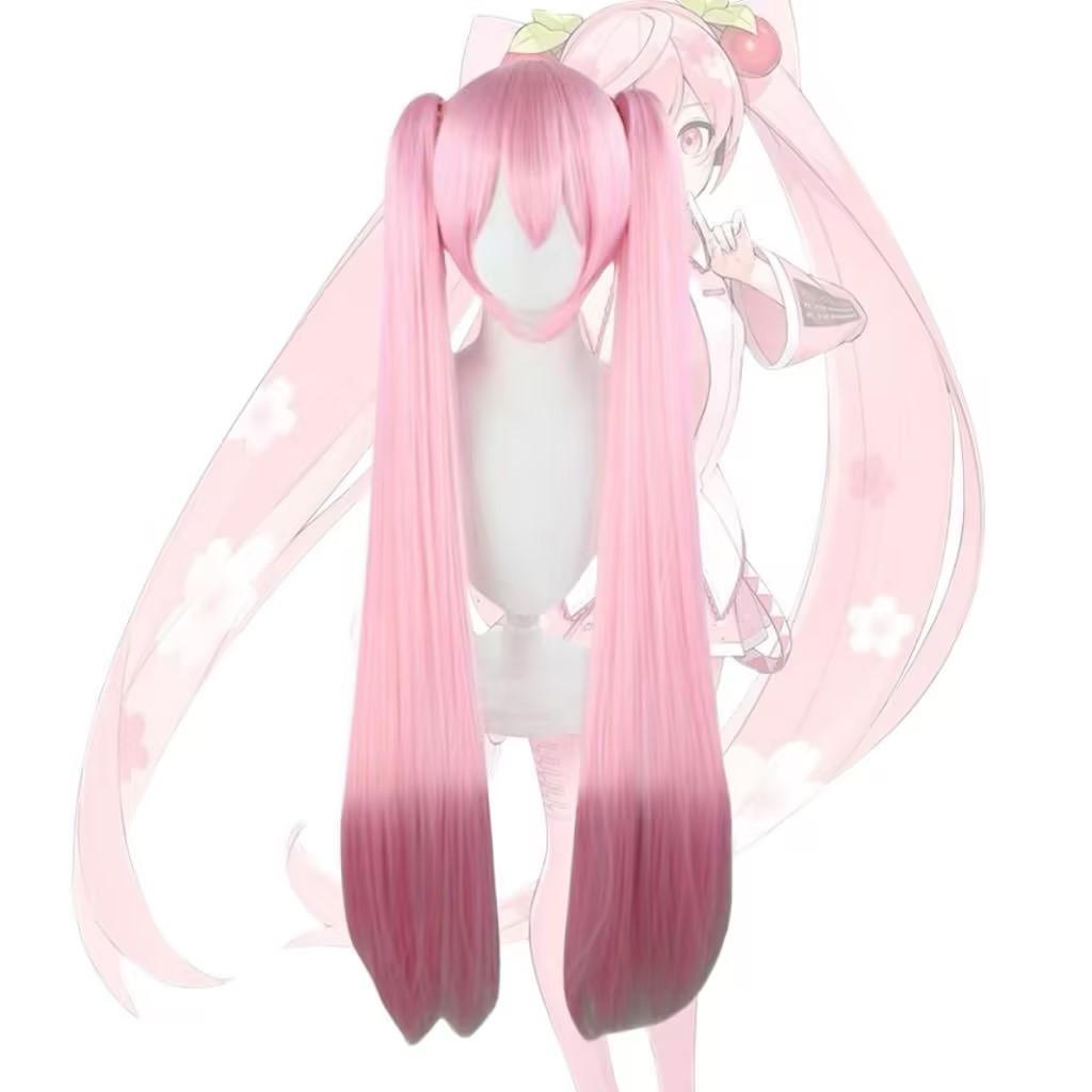 Silkyjoy Anime Cos Wig, Pink Long Straight Double Ponytail Character Wig