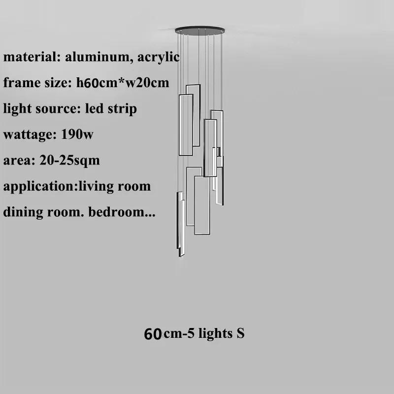 Modern Minimalist Staircase Chandelier Geometric Rectangular LED Chandelier Nordic Luxury Duplex Attic Lighting Home Appliance
