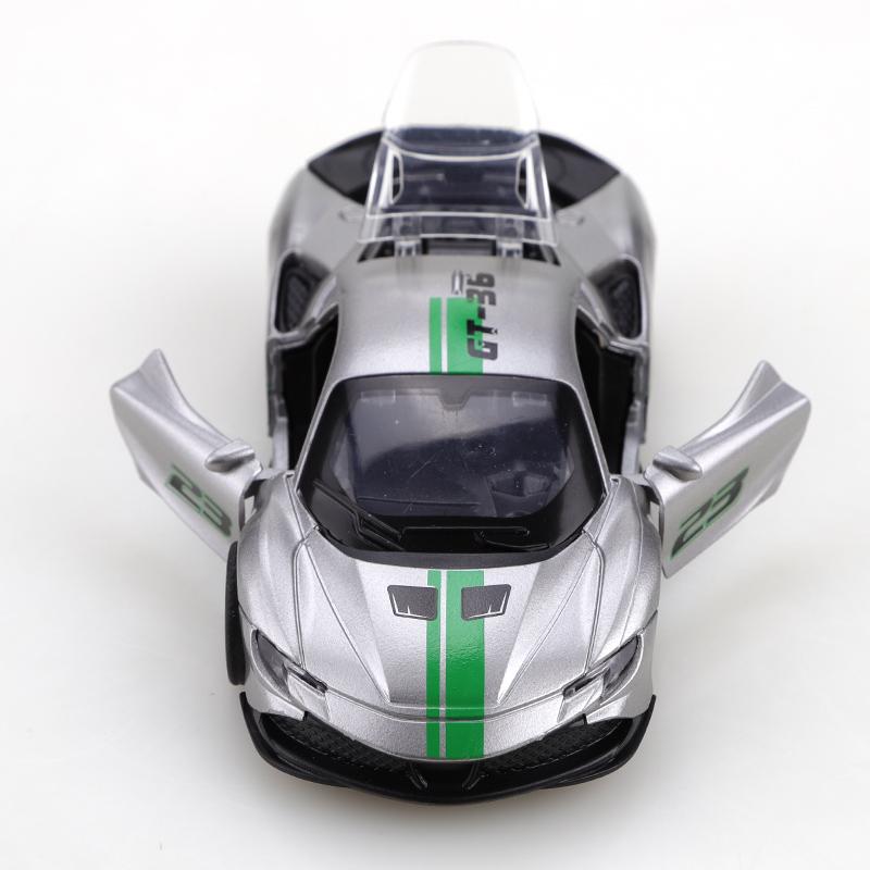 Bagged 1.36 Alloy SF90 Pullback Racing Car, racetrack colors. Alloy toy, children's toy, cool colors. The best gift.