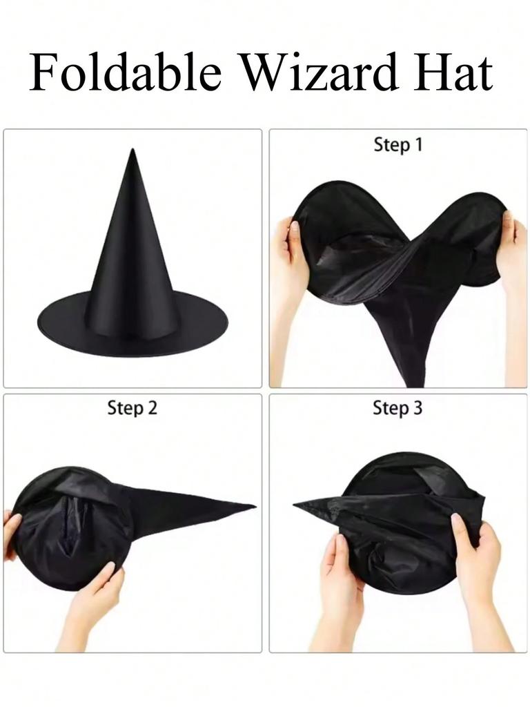 12PCS Halloween Party Decoration Hats Suitable For Both Men And Women Black Wizard Hats Halloween Party Costumes Accessories