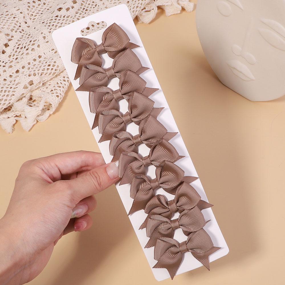 10Pcs/Set Solid Color Grosgrain Ribbon Hairpins for Kids Bows Hair Clips Boutique Handmade Headwear Girls Baby Hair Accessories