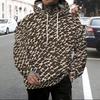 Men Minimal Printed Hooded Sweatshirt Long Sleeve Loose Pullover For Daily Street And Leisure Time