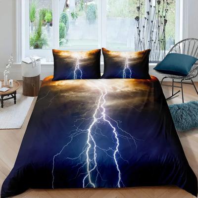 Catastrophe Naturelle Tonnerre et Éclairages Nuages Sombres Décoration de Chambre Paysage Naturel Housse de Couette pour Enfants Garçons Filles Adolescents Adultes