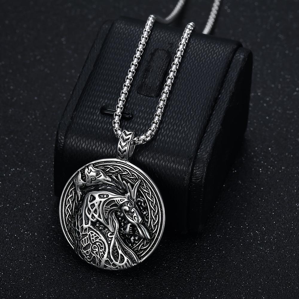 Fashionable Beijing Wolf Head Nordic Charm Men's Trendy Accessories Necklace Pendant