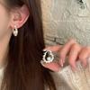 Silver Needle Burst Shattered Silver Pearl Circle Ear Clasp Earrings Personality Earrings Fashion Stud Earrings