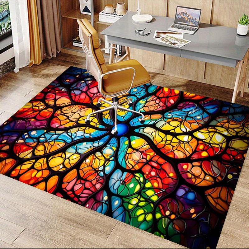 1PC Tree of Life Stained Glass Extra Large Non Slip Floor carpet Office, family, bedroom, Large Area Rug Indoor Rugs, Vibrant Colors