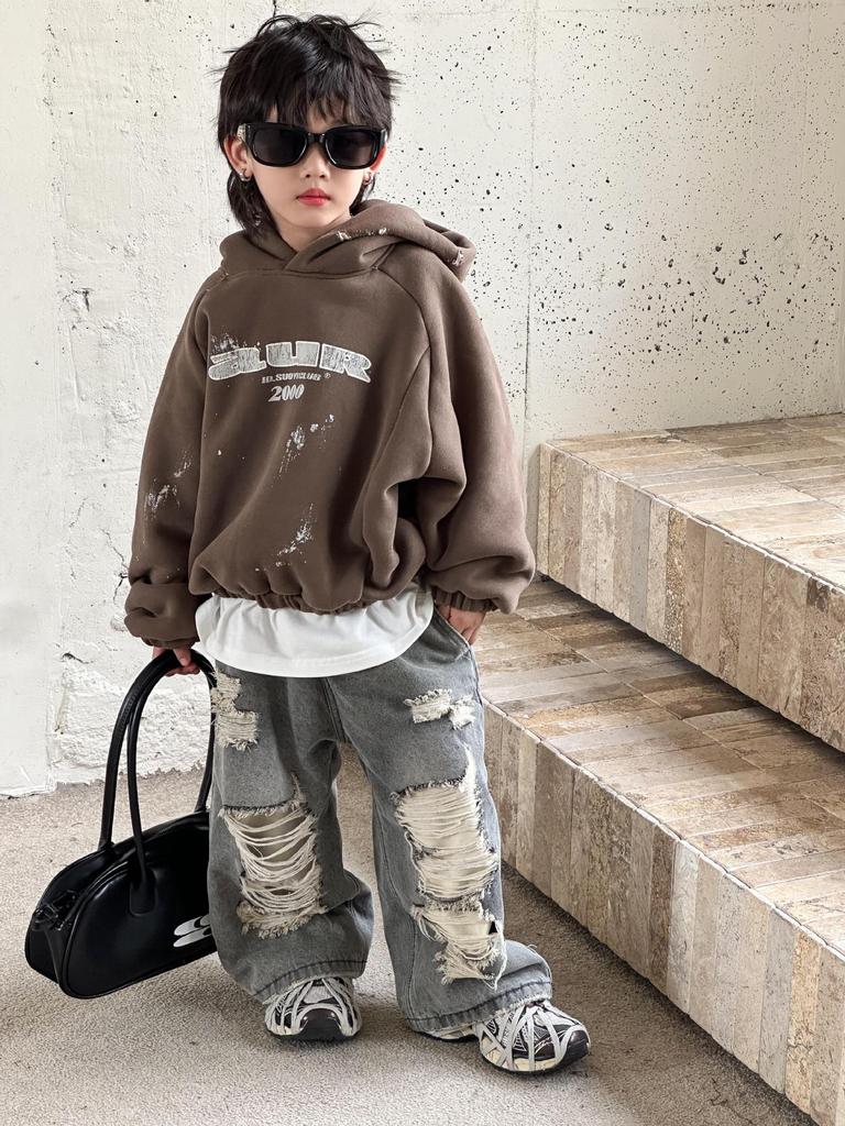 Kids' Fleece-Lined Wide-Leg Jeans