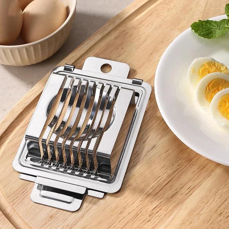 Egg Slicer Multi-function Manual Stainless Steel Boiled Egg Kiwi Strawberry Soft Fruits Cutter Household Kitchen Accessories