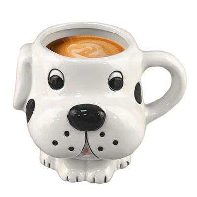 Dachshund Mug Ceramic 3D Sausage Vivid Carved Handle Dog Coffee Cup with Hand-Painted Fun Dog Lover