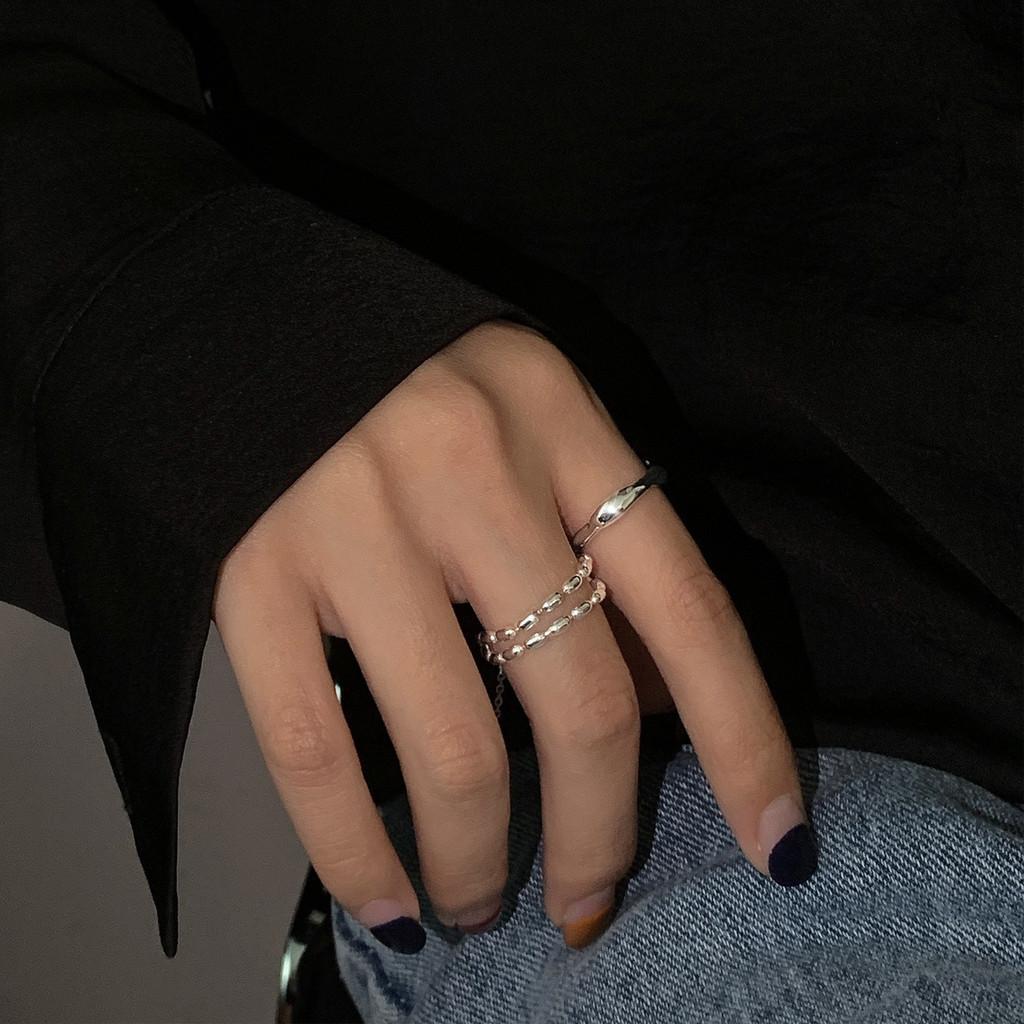 Sterling 925 Sophisticated Silver Geometric Adjustable Ring Contemporary Style For Women Fashionable