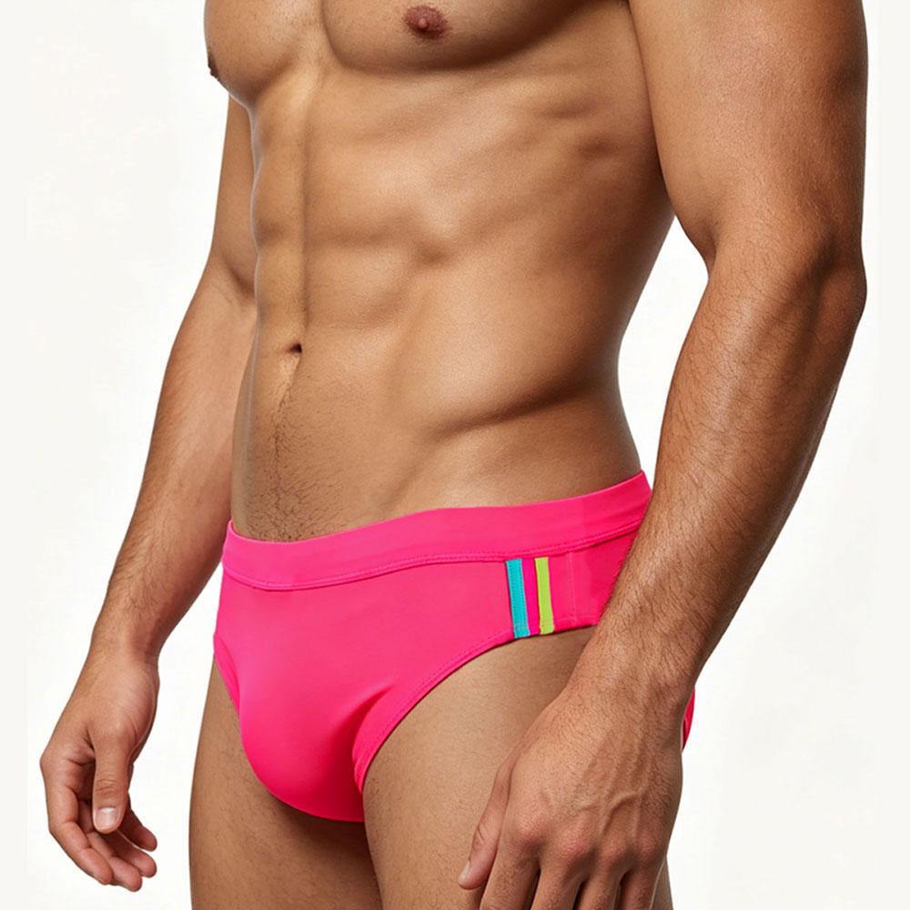 Heren Nylon Mesh Zwembroek Sneldrogend Elastische Contour Pouch Sexy Kleurblok Zwemkleding Voor Zomer Strand Zwembadfeest