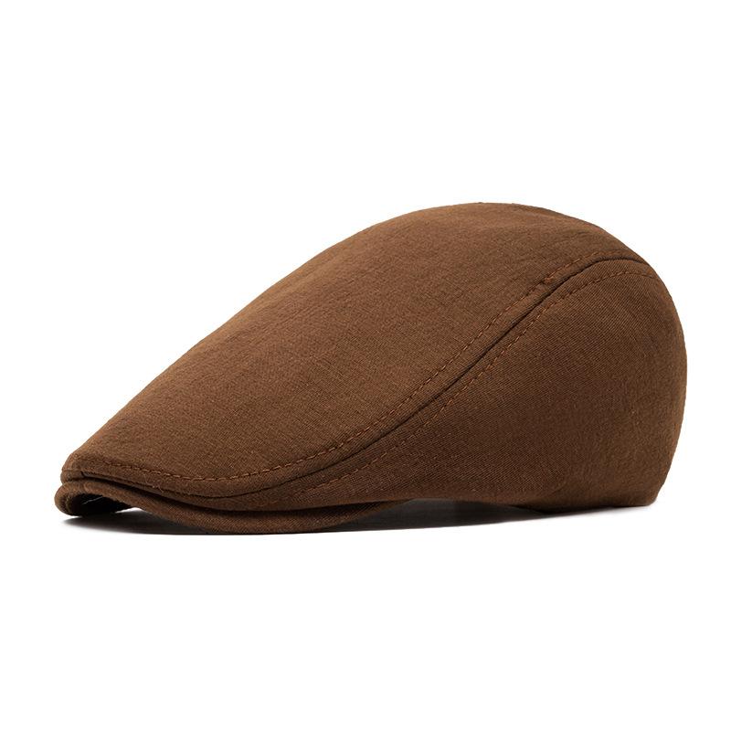 Boina masculina de outono e inverno de lã de aba leve, quente, chapéu para frente, boina britânica de topo mole, chapéu newsboy