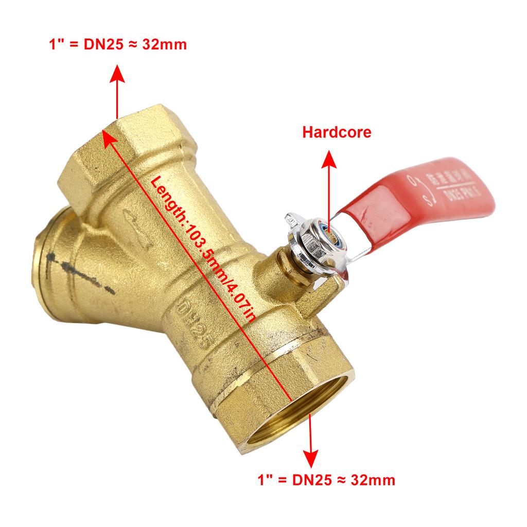 1" BSP Equal Female Thread Brass Y Type Strainer Filter Ball Valve