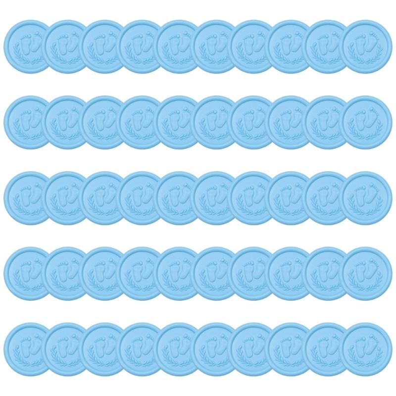 652F Pack of 50 Pearls Pink Wax Seal Sticker with Infant Footprint Easy Application