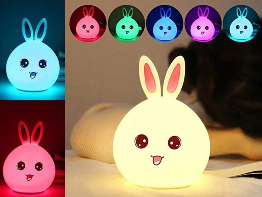 Children's night lamp rabbit LED for bedroom USB multicolor Silicone
