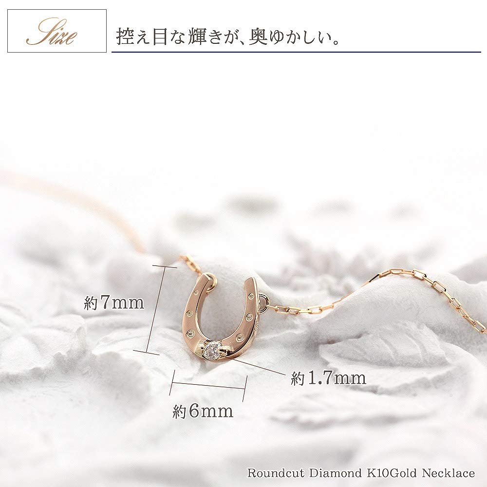 Barzaz Horseshoe Necklace for 10K Pink 10K Gold Women, Diamond, Gold, Horseshoe, K10,