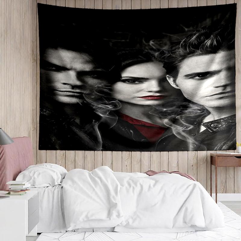 Vampire Diaries Print Tapestry, Backdrop, Easy Setup, Ideal for Bedroom, Office & Living Room, with Aesthetic Wall Hanging Decor.