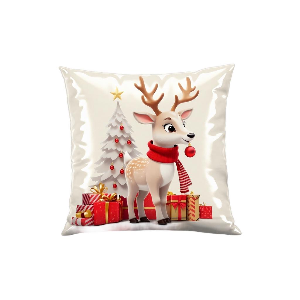 Plush Christmas Printed Throw Cushion Cover Set Cute Holiday Home Decor for Sofa Couch