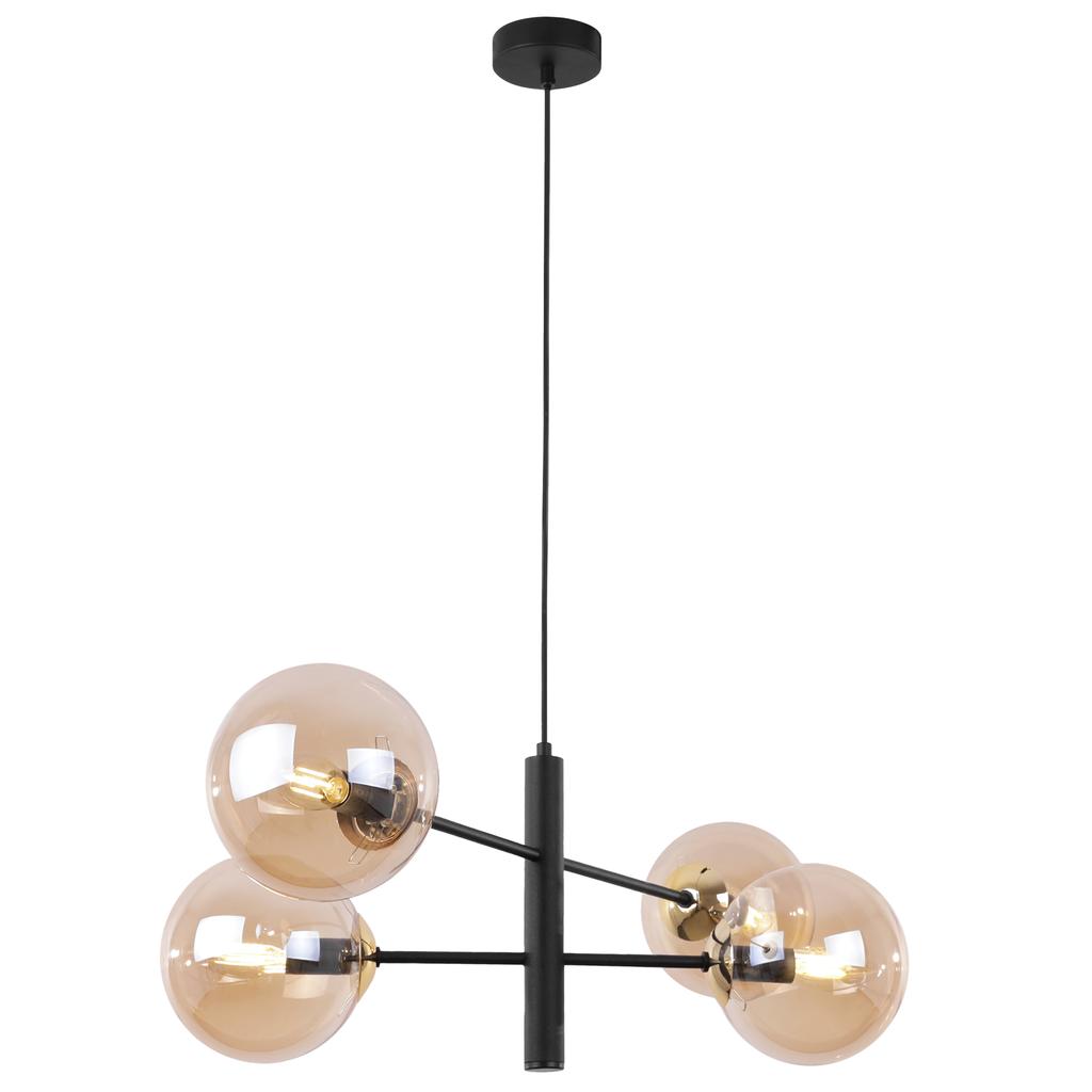 Vicenza Black And Gold Hanging Lamp 4-Flat Honey Lamp E14