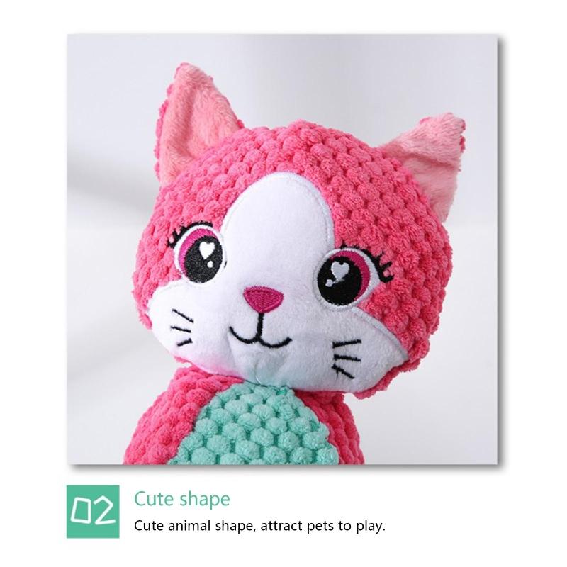 Dog Squeak Toys Cute Stuffed Durable Chew Toy Uneven Surface for Puppy Teething Soft Plush Animals Multiple Styles