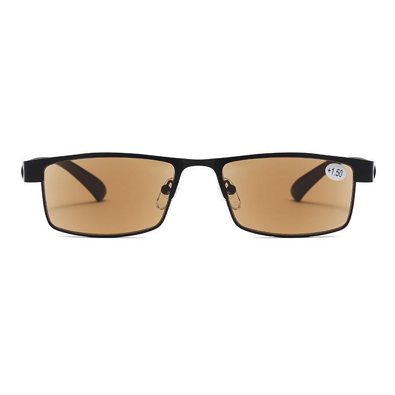 Men's Retro Square Frame Reading Glasses Neutral Fashion Luxury High Definition Tea Color Lens Eyeglasses New Presbyopia Glasses