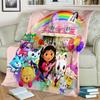 3D Kawaii Gabbys Dollhouse Cartoon Girl Gift Blanket,Soft Throw Blanket for Home Bedroom Bed Sofa Travel Picnic Cover Kids