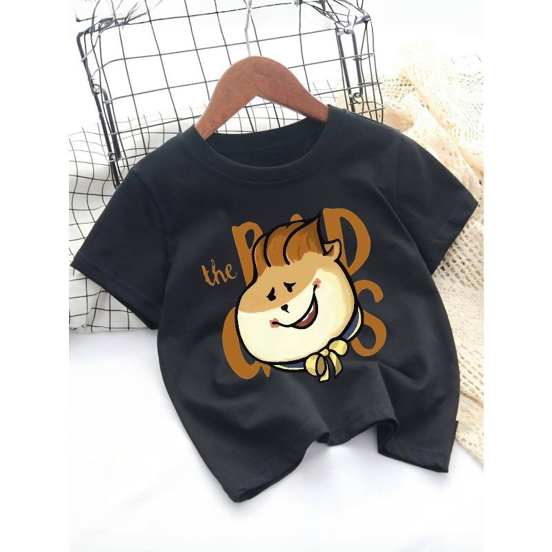 

European Size Childrens Fashion Round Neck T-Shirt Summer Casual Printed Top 98cm чёрный