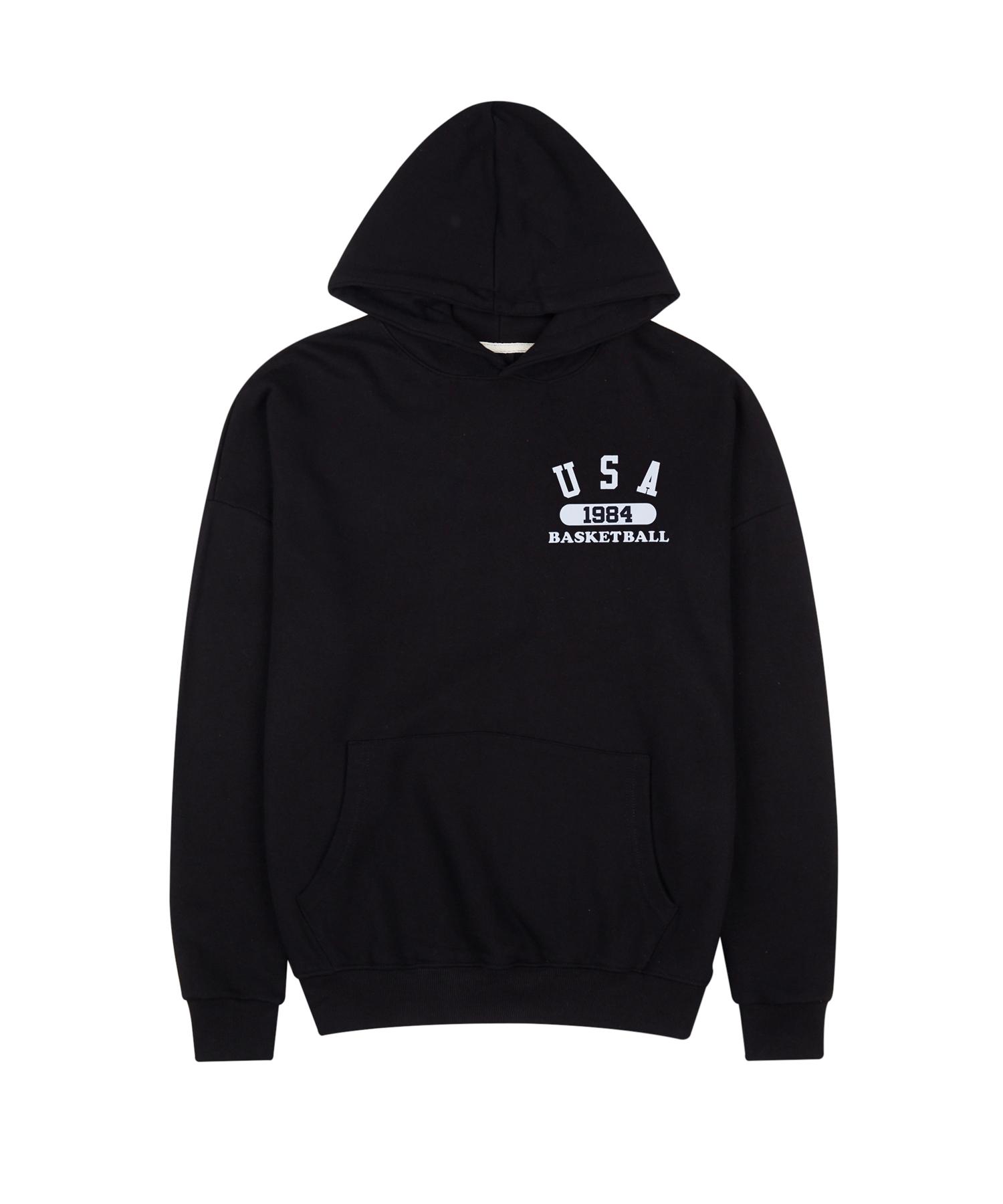 Cream Soda Lab Usa Basketball Small Logo Natural Fit Hoodie Black Xl