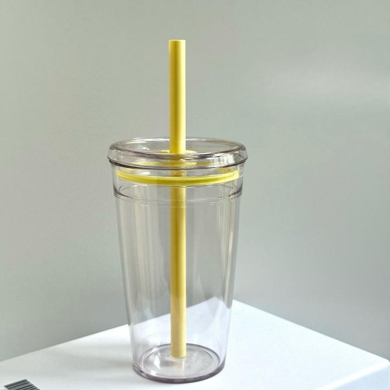 Tazza d'Acqua Trasparente con Tazza a Cannuccia Piatta di Alta Qualità, Tazza d'Acqua in Plastica Multicolore Resistente al Calore, Tazza da Caffè