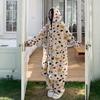 Winterfleece verdickter Kapuzenpyjama Damen locker warm Bad Korallenfleece Pyjama Loungewear zweiteiliges Set