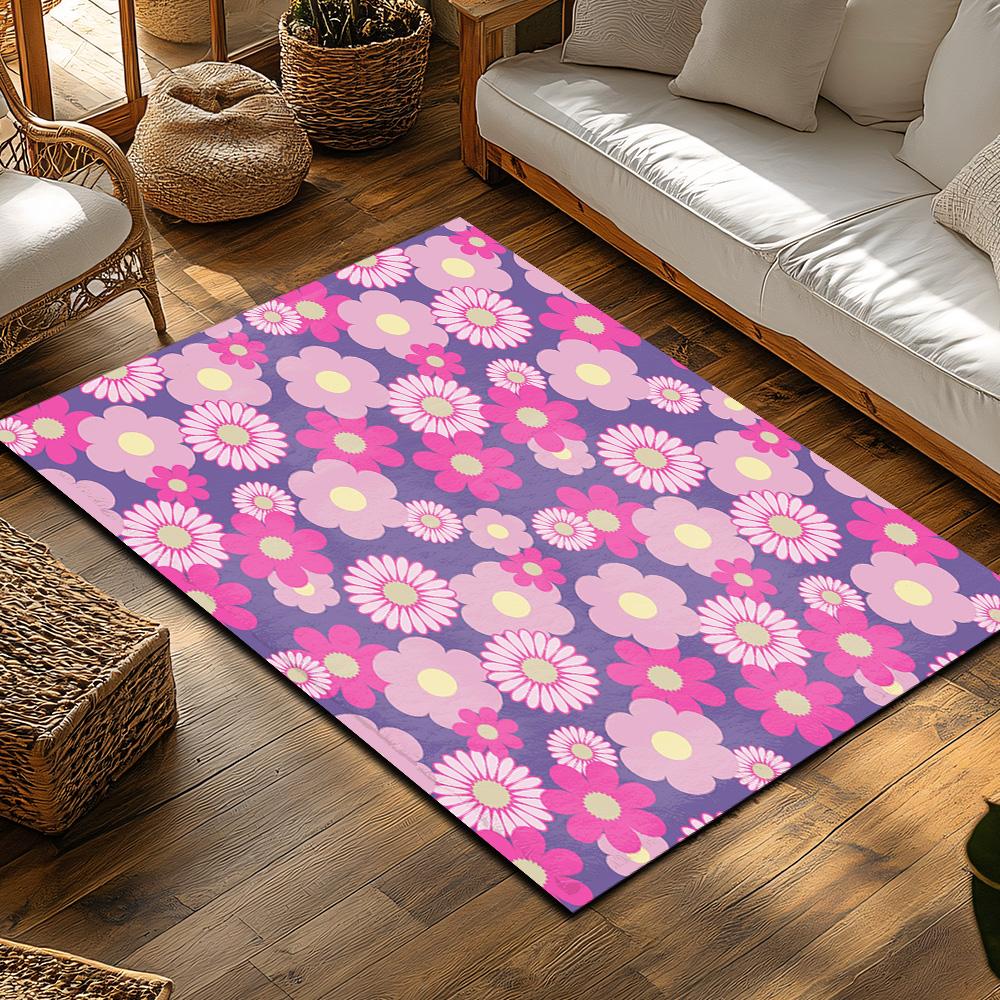 Floral Area Rug Washable Non Slip Soft Carpet Living Room Bedroom Floor Mat Home Decor Throw Rug Modern Abstract Pattern Design